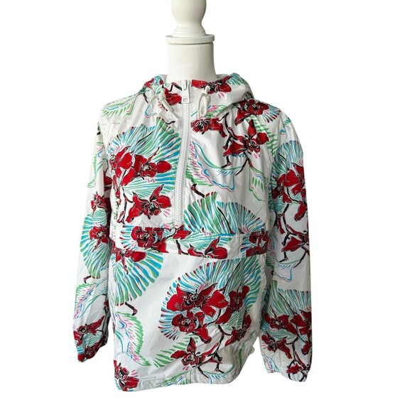 Levi’s Women Floral Windbreaker Rain Pullover L VSCO Preppy Gorpcore 90’s Retro - Picture 4 of 13